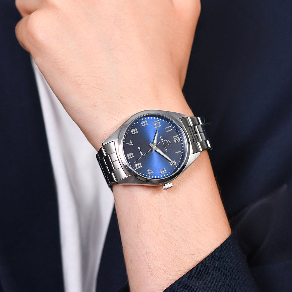 RELOJ DE ACERO PARA HOMBRE ESFERA AZUL