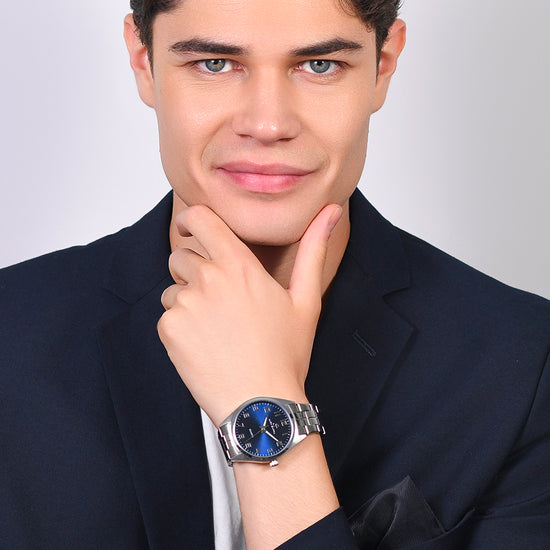 RELOJ DE ACERO PARA HOMBRE ESFERA AZUL