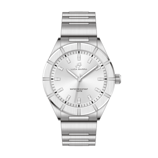 RELOJ DE ACERO PARA HOMBRE ESFERA BLANCA