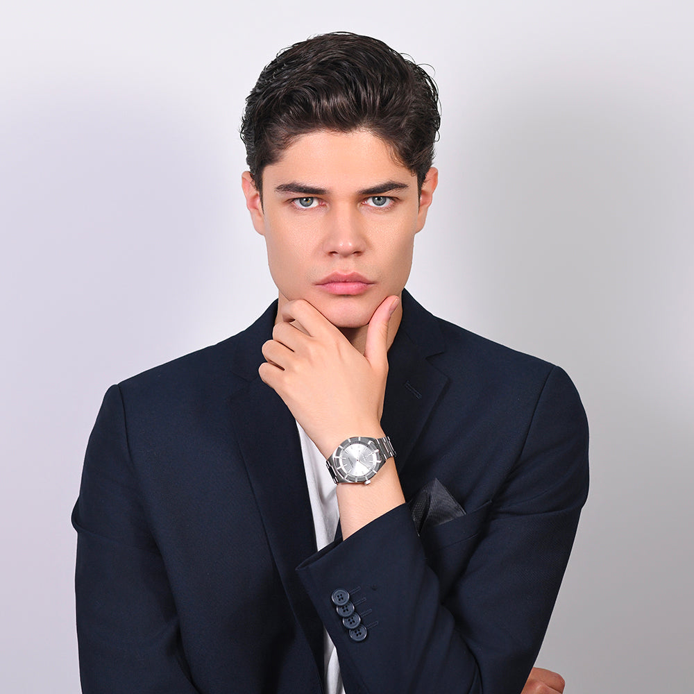 RELOJ DE ACERO PARA HOMBRE ESFERA BLANCA