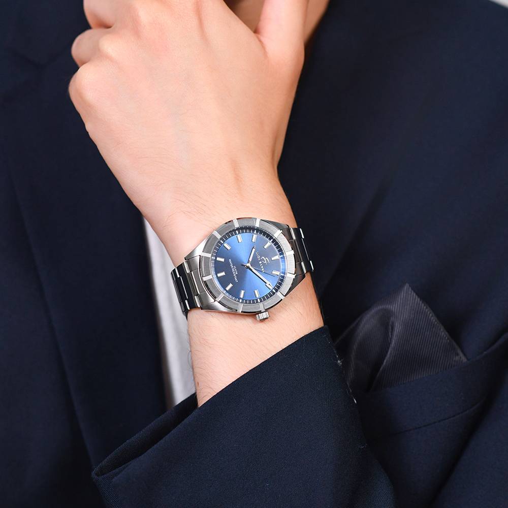 RELOJ DE ACERO PARA HOMBRE ESFERA AZUL