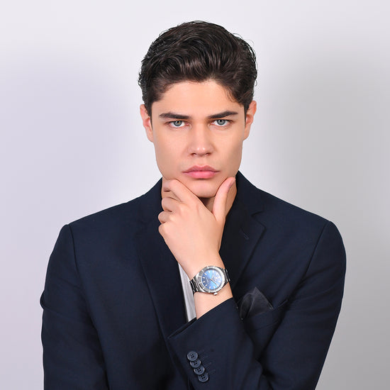 RELOJ DE ACERO PARA HOMBRE ESFERA AZUL