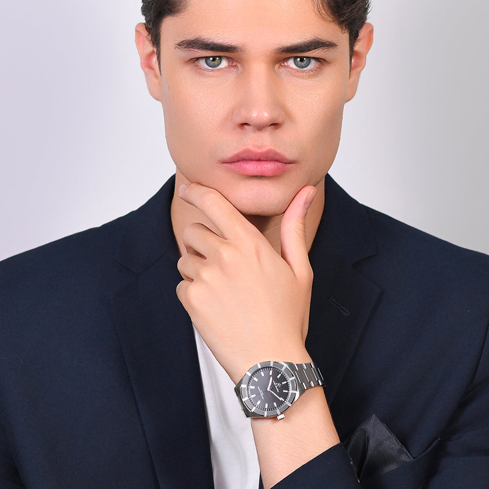 RELOJ DE ACERO PARA HOMBRE ESFERA NEGRA