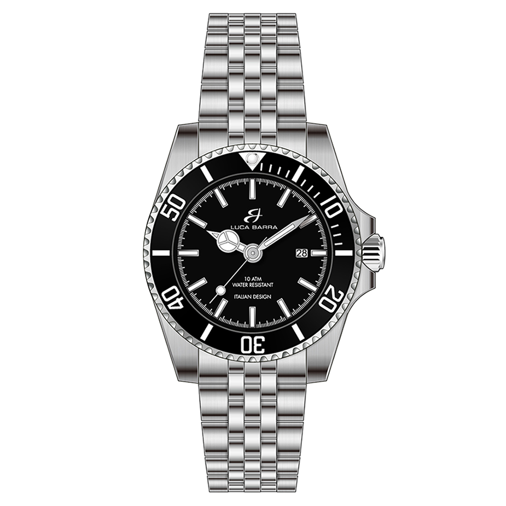 RELOJ CON CAJA DE ACERO ESFERA NEGRA BISEL NEGRO