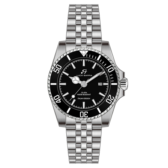 RELOJ CON CAJA DE ACERO ESFERA NEGRA BISEL NEGRO