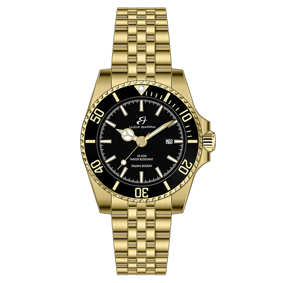 RELOJ CON CAJA DE ACERO DORADO IP ESFERA NEGRA