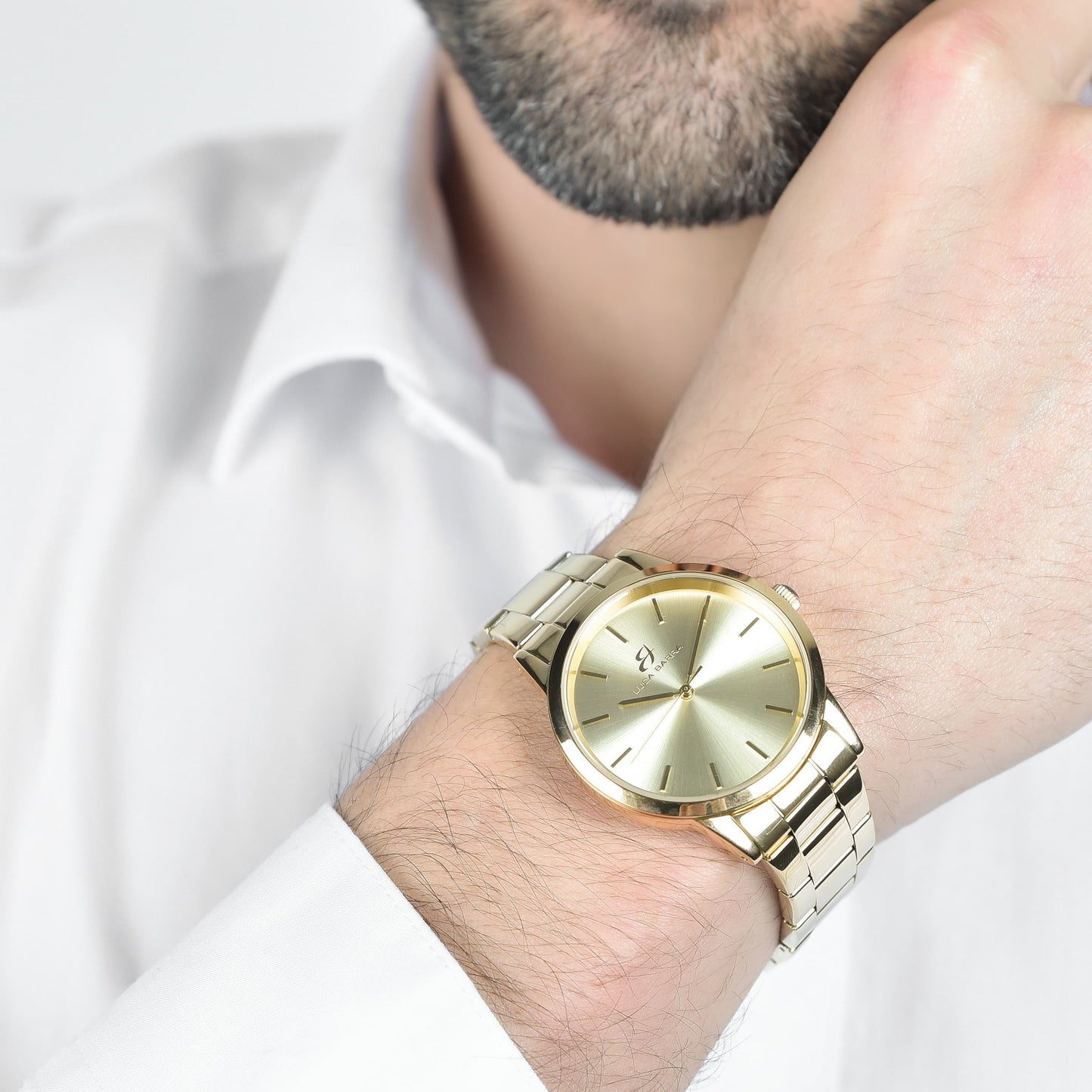 RELOJ DE CABALLERO CON CAJA DE ACERO CHAPADO EN ORO ESFERA CHAPADA EN ORO