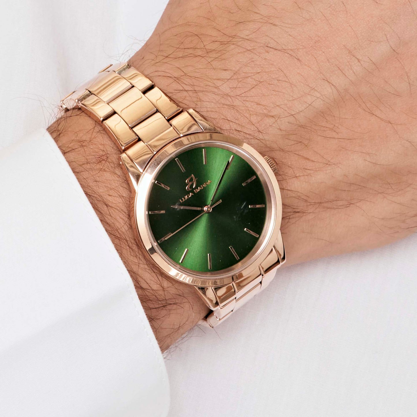 RELOJ DE CABALLERO CON CAJA DE ACERO CHAPADO EN ORO ESFERA CHAPADA EN ORO