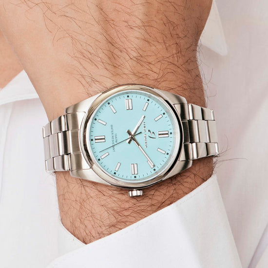 RELOJ DE ACERO CON ESFERA AZUL