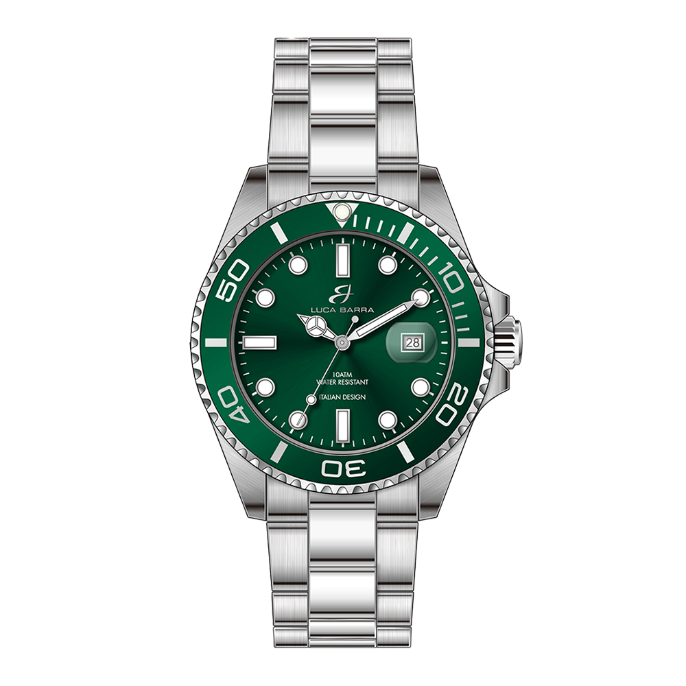RELOJ CON CAJA DE ACERO BISEL VERDE ESFERA VERDE