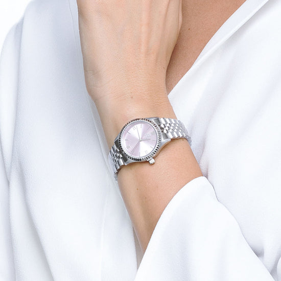 RELOJ DE SEÑORA CON CAJA DE ACERO ESFERA ROSA