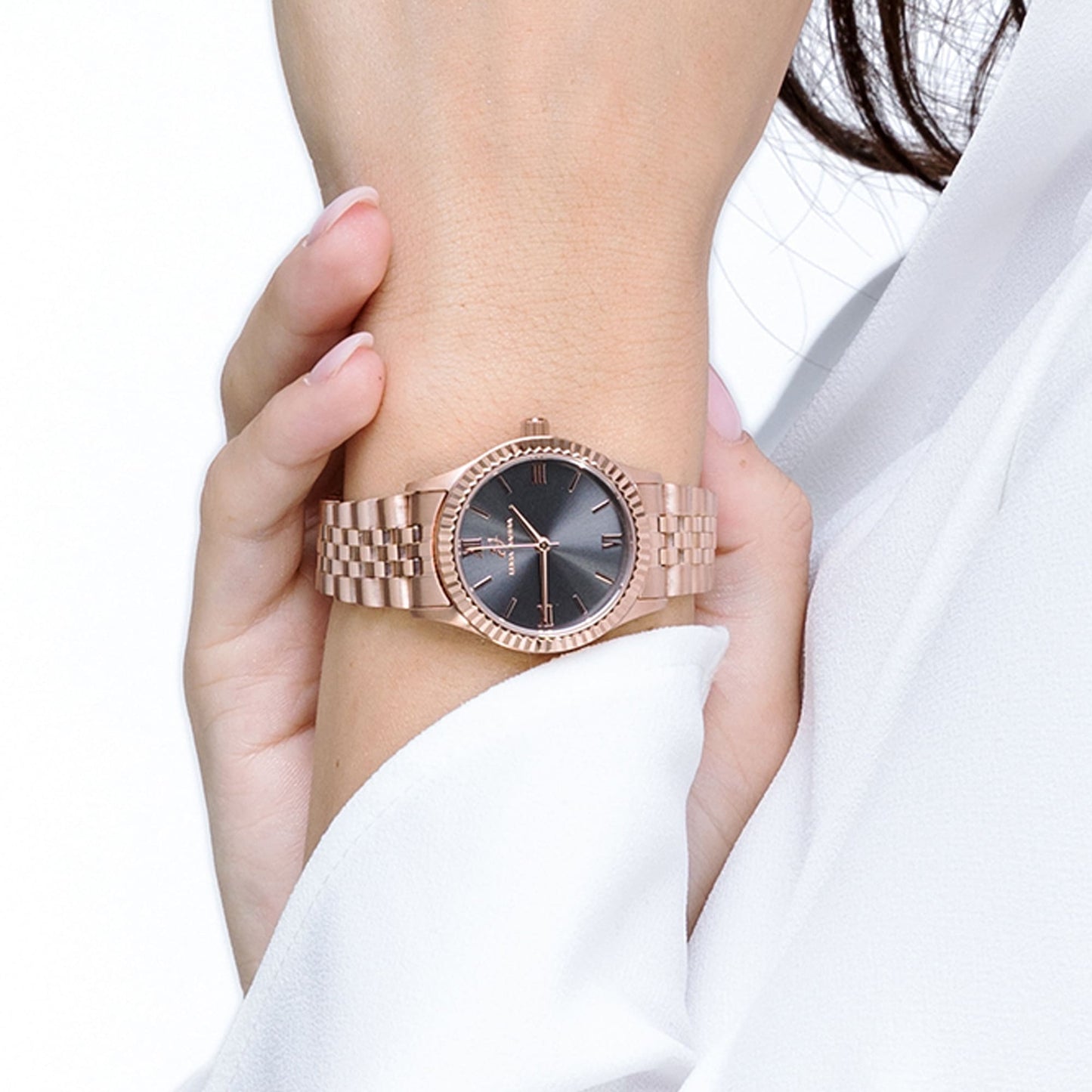 RELOJ DE SEÑORA CON CAJA DE ACERO ESFERA ROSA