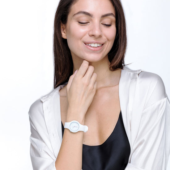 RELOJ DE SILICONA BLANCO PARA MUJER ESFERA BLANCA