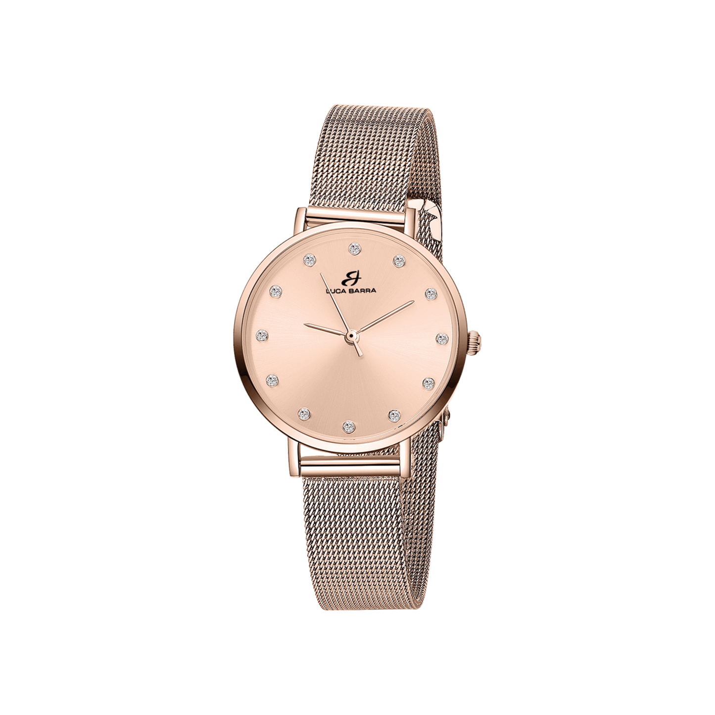 RELOJ DE ACERO ROSA PARA MUJER CON CAJA Luca Barra