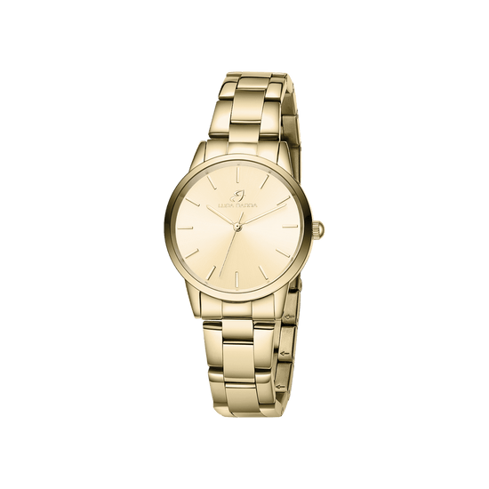 RELOJ DE ACERO PARA MUJER CON CAJA DE ACERO CHAPADO EN ORO