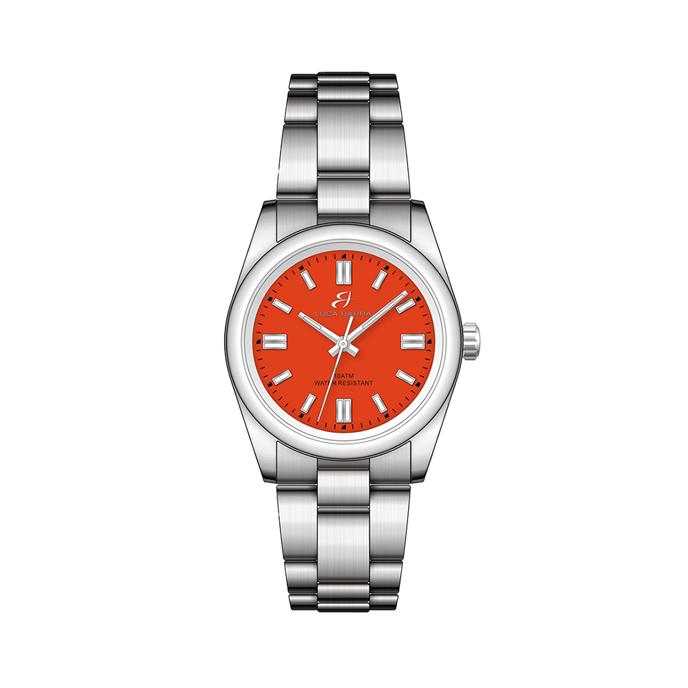 OROLOGIO DONNA IN ACCIAIO CON QUADRANTE ARANCIONE