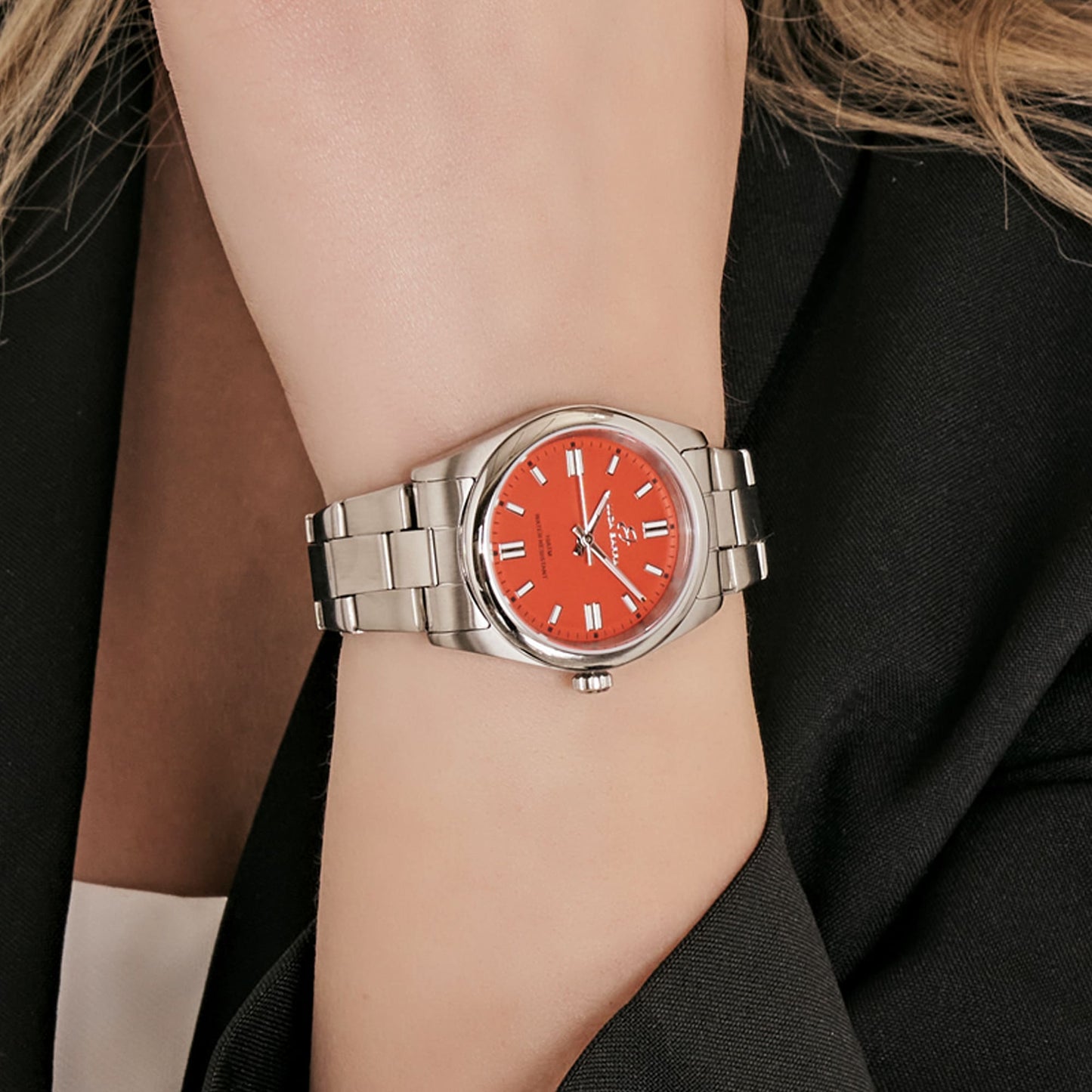 OROLOGIO DONNA IN ACCIAIO CON QUADRANTE ARANCIONE