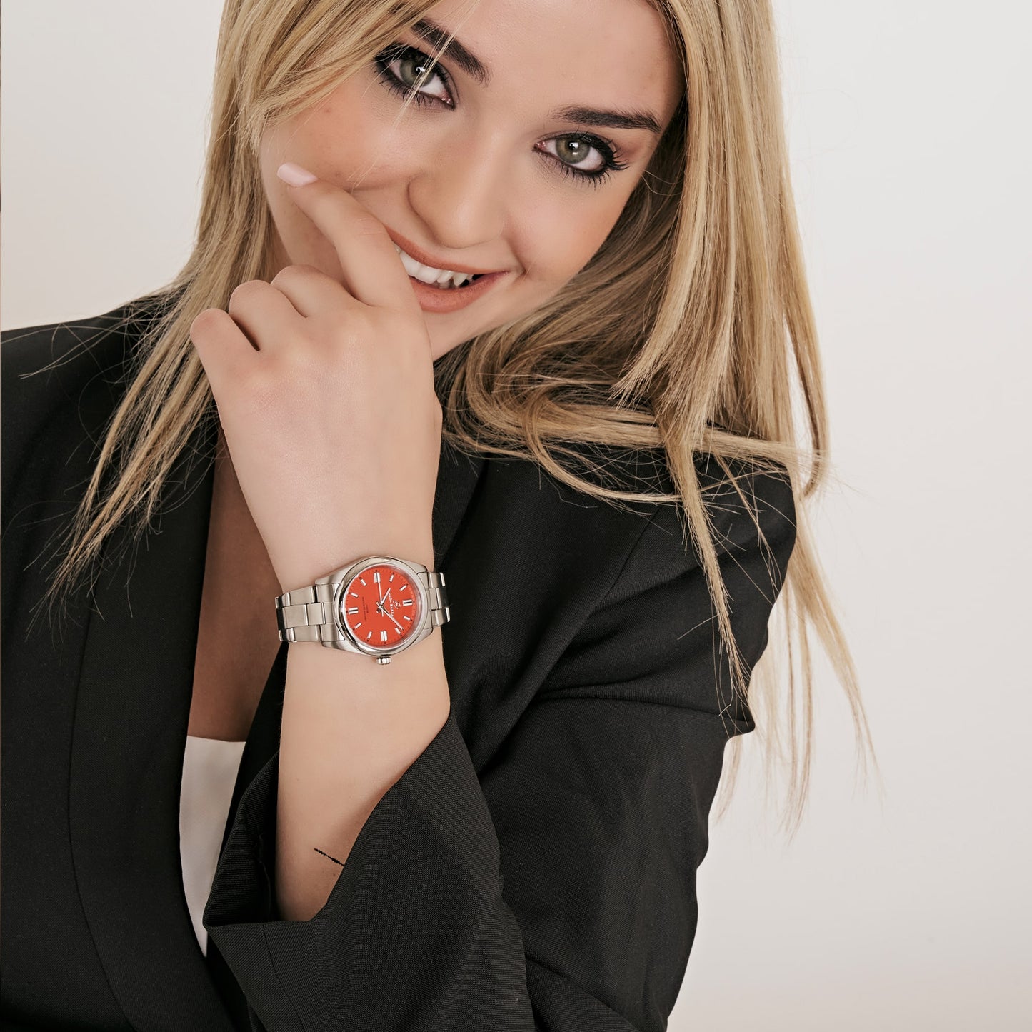 OROLOGIO DONNA IN ACCIAIO CON QUADRANTE ARANCIONE