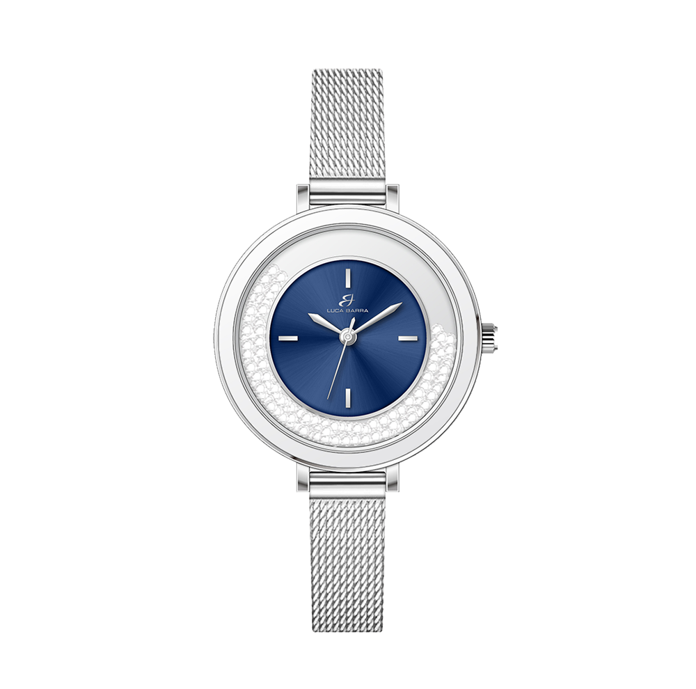 RELOJ DE SEÑORA CON CAJA DE ACERO BISEL DE CERÁMICA BLANCA