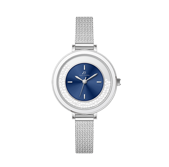 RELOJ DE SEÑORA CON CAJA DE ACERO BISEL DE CERÁMICA BLANCA