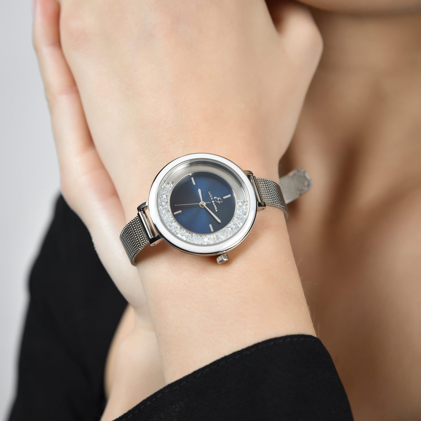 RELOJ DE SEÑORA CON CAJA DE ACERO BISEL DE CERÁMICA BLANCA