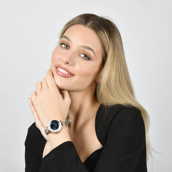 RELOJ DE SEÑORA CON CAJA DE ACERO BISEL DE CERÁMICA BLANCA