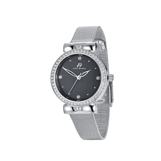 RELOJ DE MUJER CON CAJA DE ACERO EN CRISTAL NEGRO ICE-BLANCO Reloj Luca Barra