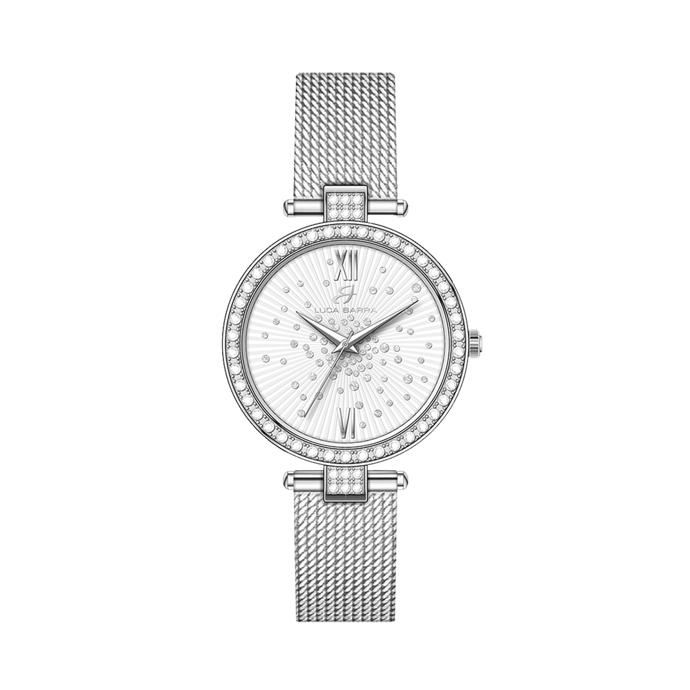 RELOJ DE ACERO PARA SEÑORA CON ESFERA DE CRISTAL BLANCO
