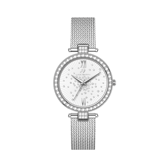 RELOJ DE ACERO PARA SEÑORA CON ESFERA DE CRISTAL BLANCO