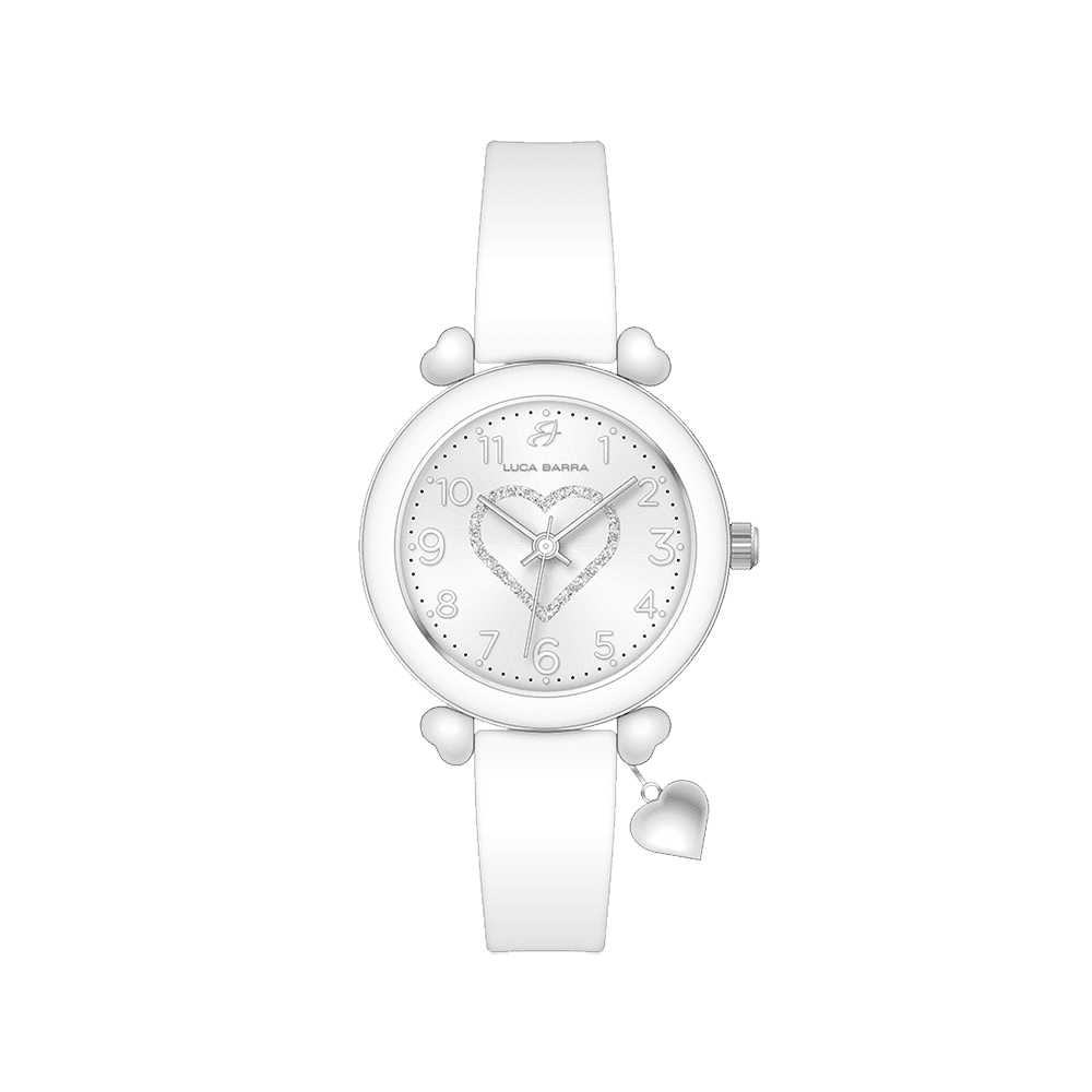 OROLOGIO DONNA IN SILICONE BIANCO E CUORE Luca Barra