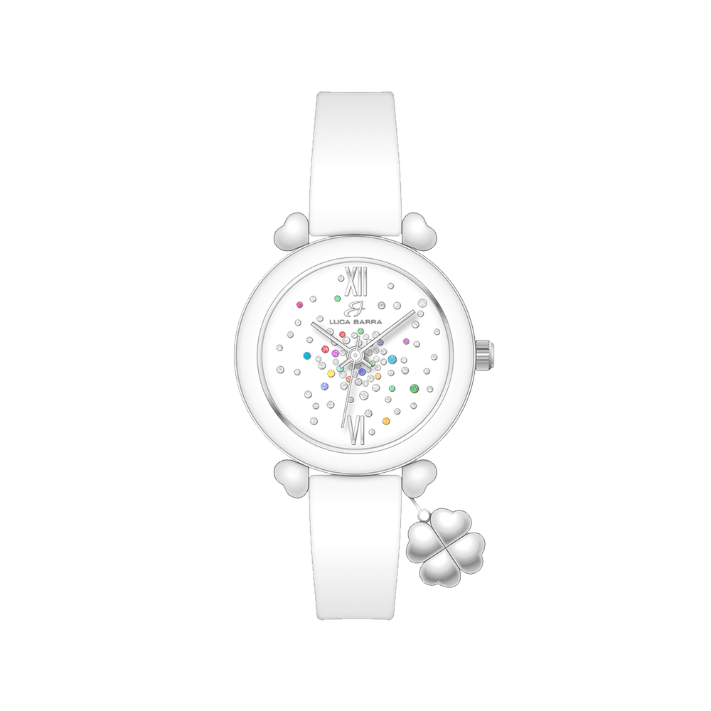 OROLOGIO DONNA IN SILICONE BIANCO E CRISTALLI MULTICOLOR Luca Barra