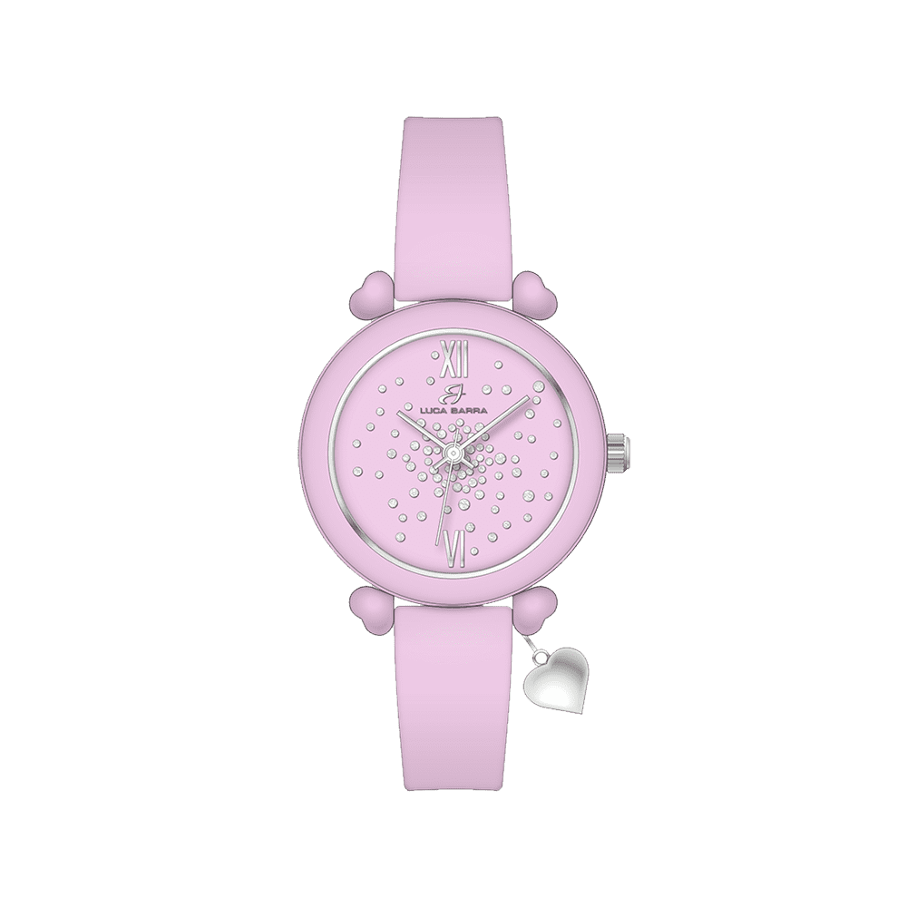 RELOJ DE MUJER DE SILICONA LILA Y CRISTALES BLANCOS