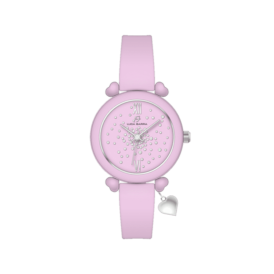 RELOJ DE MUJER DE SILICONA LILA Y CRISTALES BLANCOS