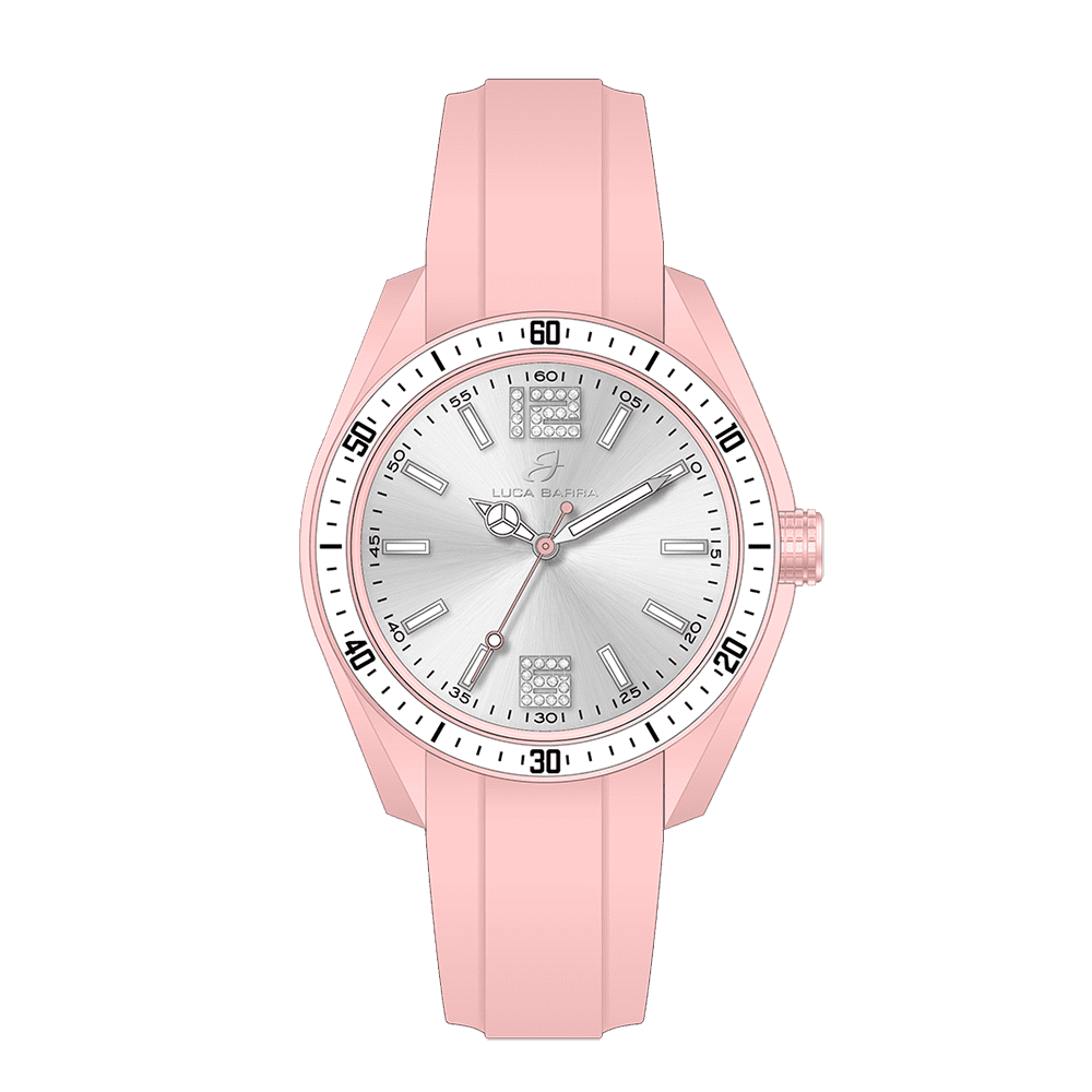 RELOJ DE SEÑORA DE SILICONA ROSA Y BLANCA