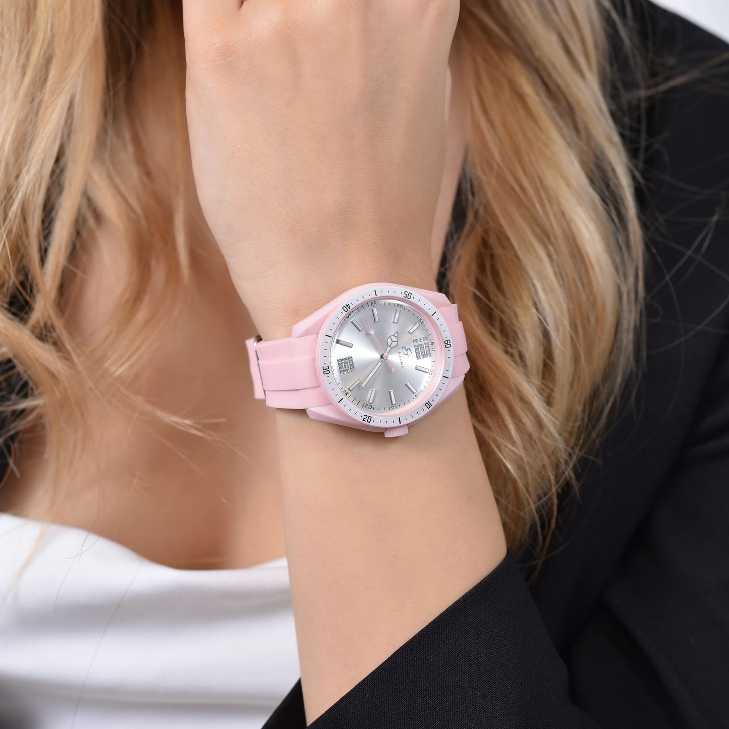 RELOJ DE SEÑORA DE SILICONA ROSA Y BLANCA