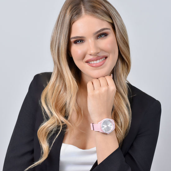 RELOJ DE SEÑORA DE SILICONA ROSA Y BLANCA