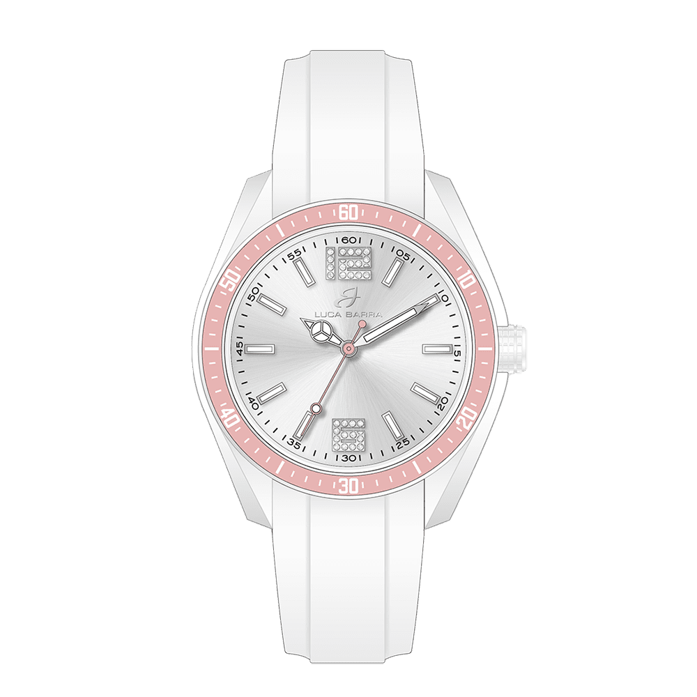 RELOJ DE SEÑORA DE SILICONA ROSA Y BLANCA