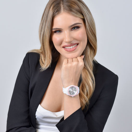 RELOJ DE SEÑORA DE SILICONA ROSA Y BLANCA