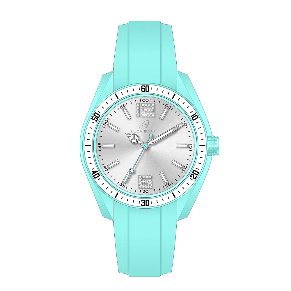 RELOJ DE SILICONA BLANCO Y AGUAMARINA PARA MUJER