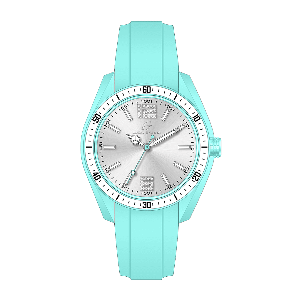 OROLOGIO DONNA IN SILICONE ACQUAMARINA E BIANCO Luca Barra