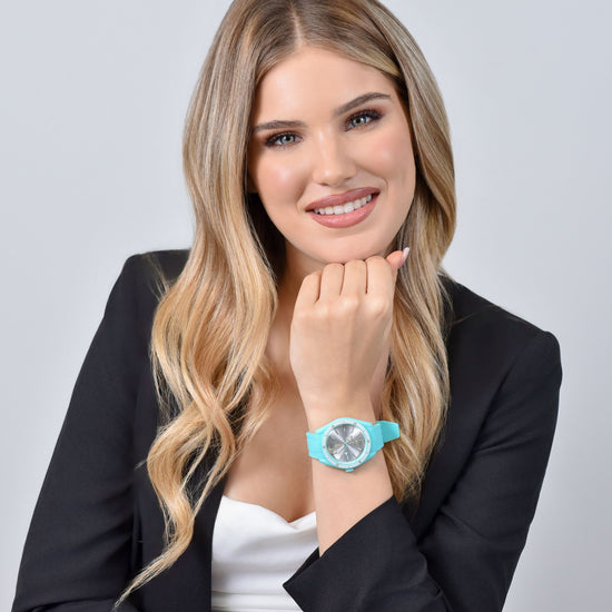 RELOJ DE SILICONA BLANCO Y AGUAMARINA PARA MUJER