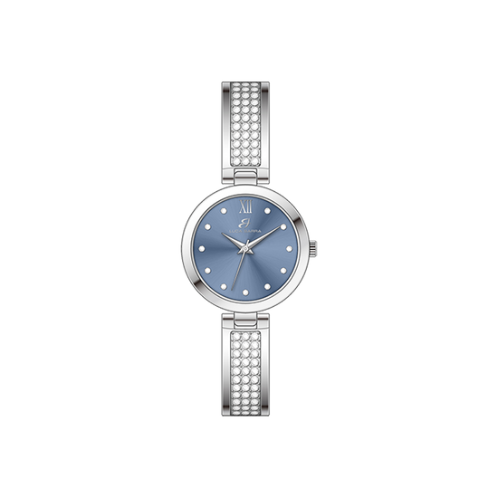 RELOJ DE CRISTAL DE ACERO PARA MUJER CON ESFERA AZUL CLARO