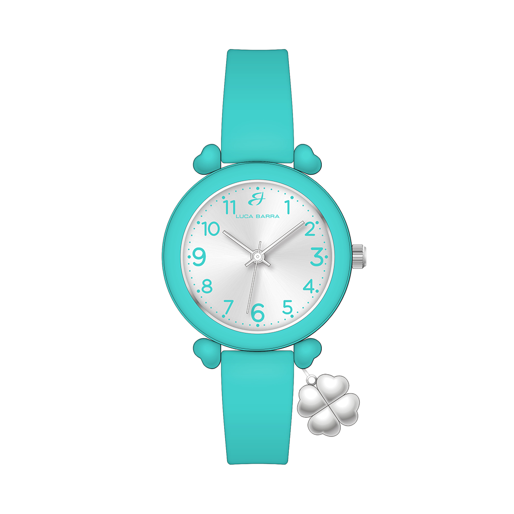 OROLOGIO DONNA ACQUAMARINA CON CHARM QUADRIFOGLIO