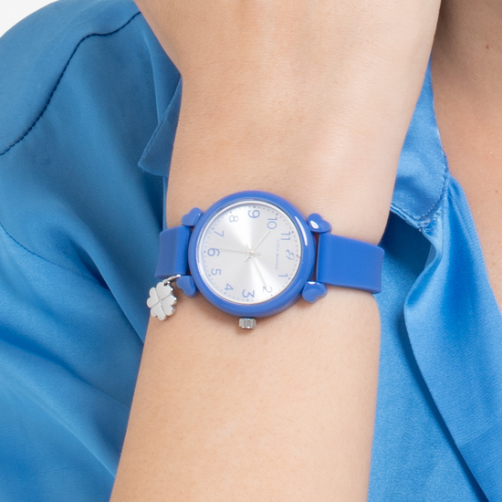 Carica immagine nella Galleria OROLOGIO DONNA BLU CON CHARM QUADRIFOGLIO

