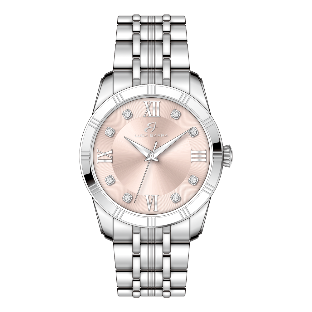 RELOJ DE ACERO PARA MUJER CON ESFERA ROSA