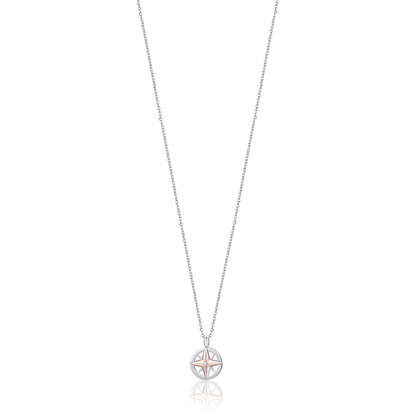 COLLAR DE ACERO PARA HOMBRES CON ROSA DE LOS VIENTOS IP