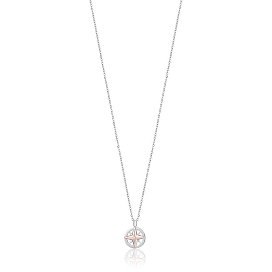 COLLAR DE ACERO PARA HOMBRES CON ROSA DE LOS VIENTOS IP