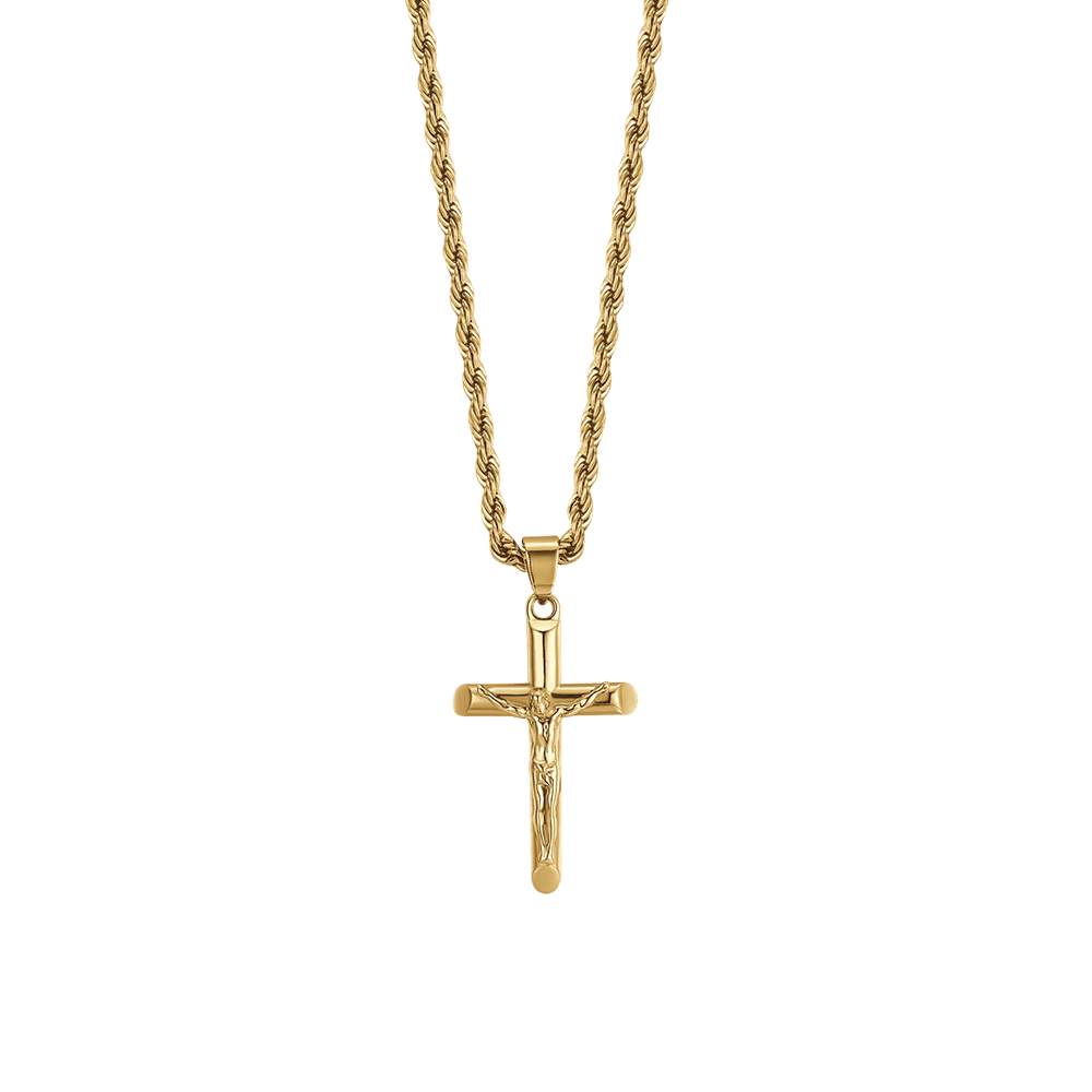 COLLAR DE ACERO PARA HOMBRE CON CRUCIFIJO