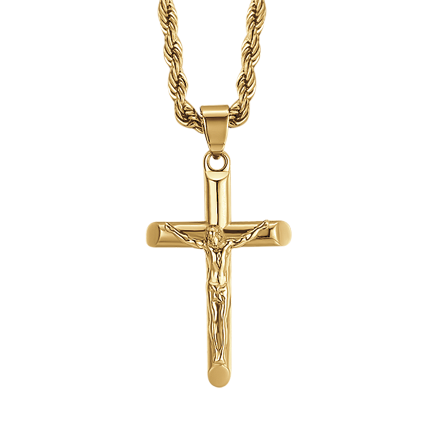 COLLAR DE ACERO PARA HOMBRE CON CRUCIFIJO