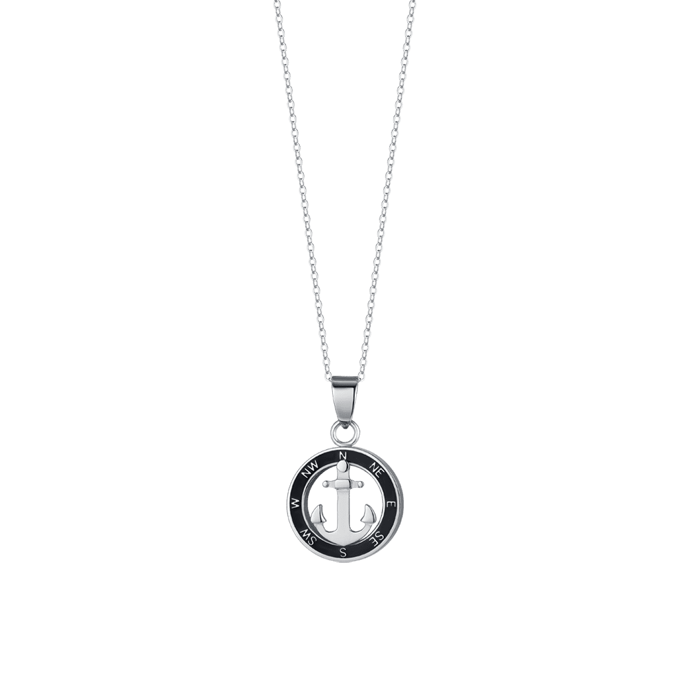 COLLAR DE HOMBRE DE ACERO CON ANCLA ESMALTADA NEGRA